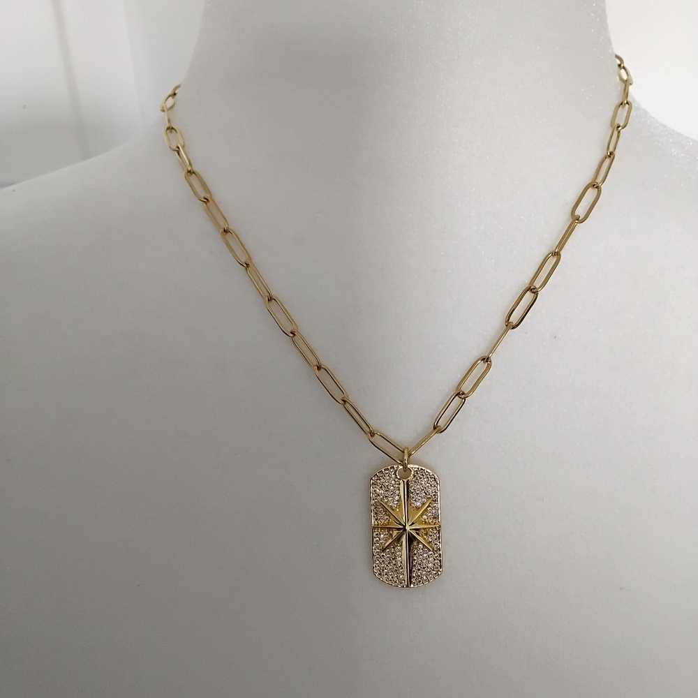 Karen Kane Pave Star Tag Necklace.  NWOT